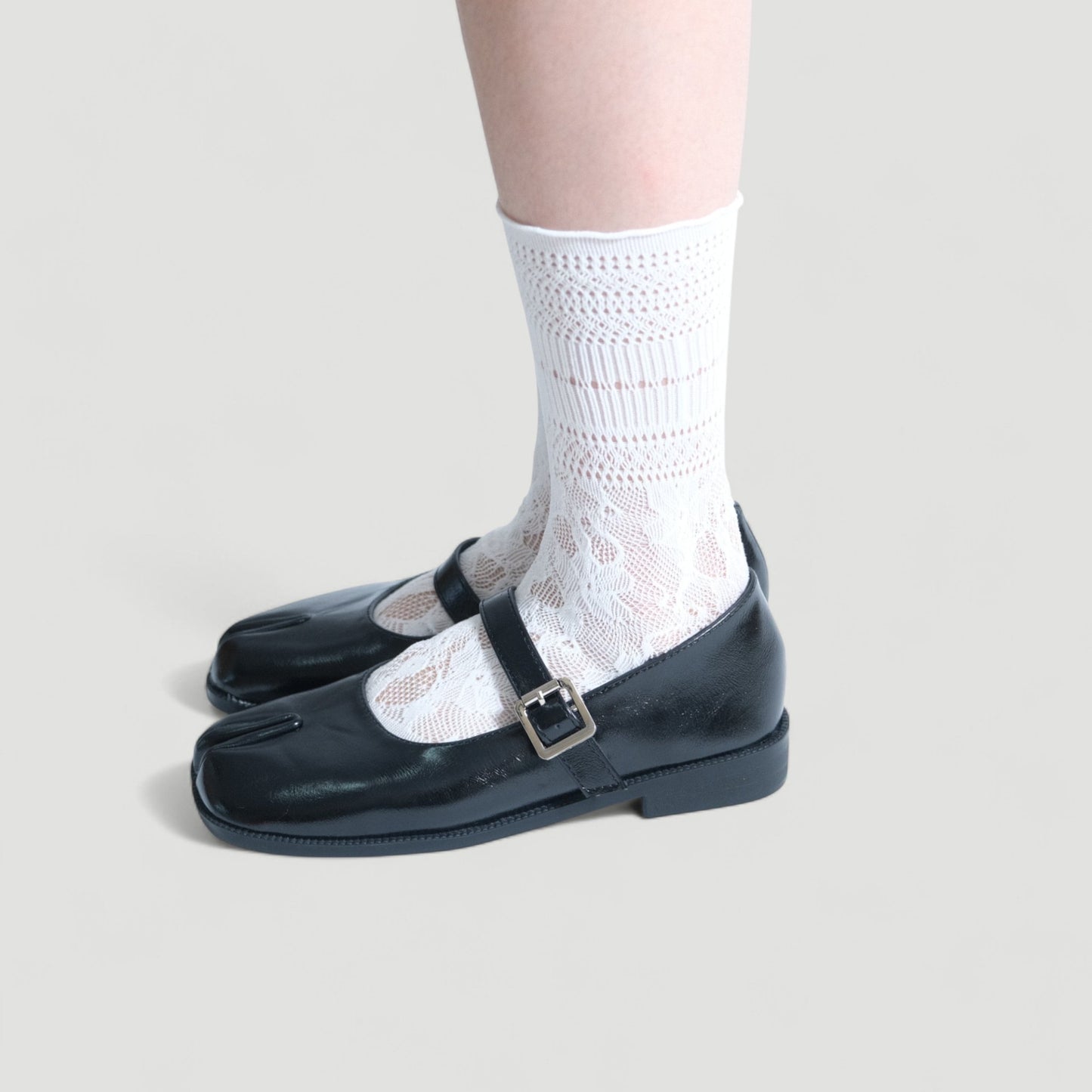 Black Sequin Split Toe Mary Jane Tabi - tutufox - tabis