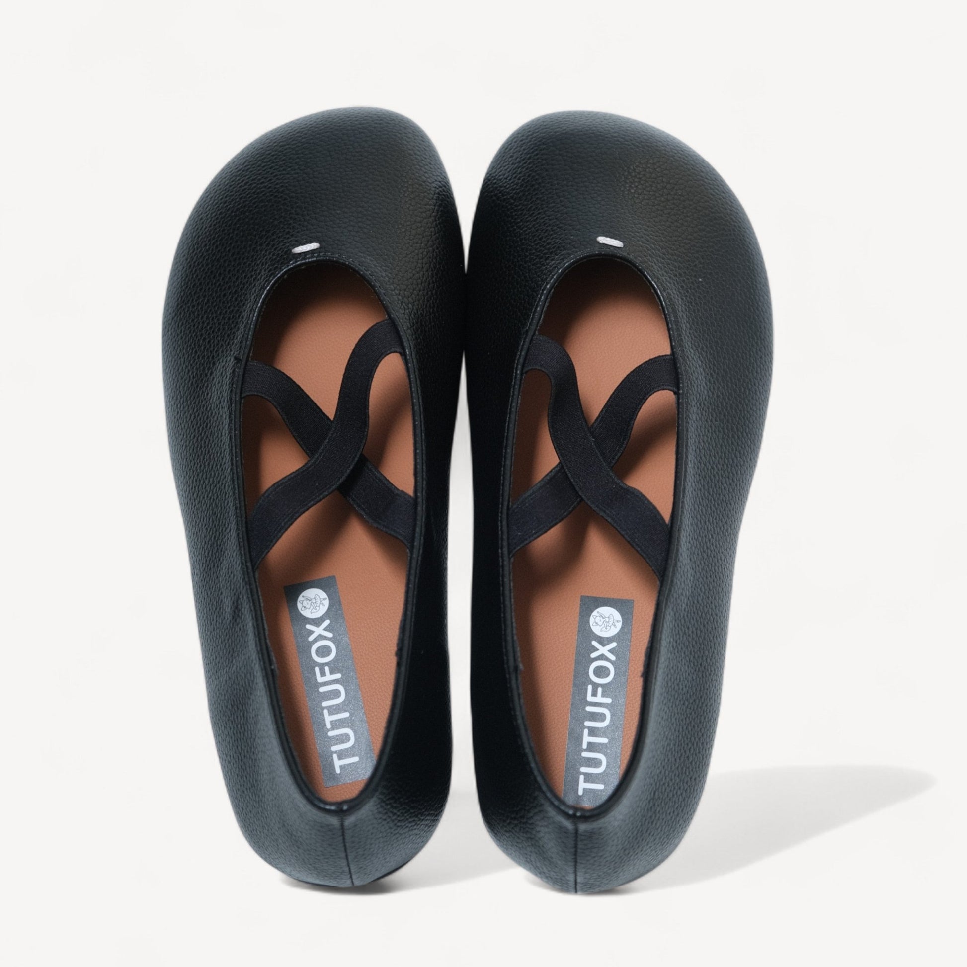 Black Soft Leather Ballet Crisscross Strap Flats - tutufox - shoes