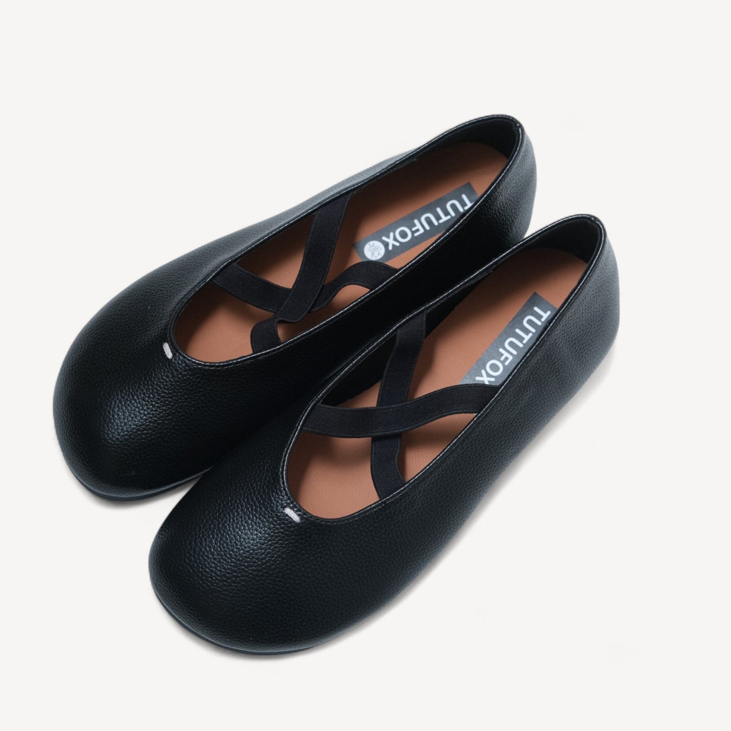 Black Soft Leather Ballet Crisscross Strap Flats - tutufox - shoes