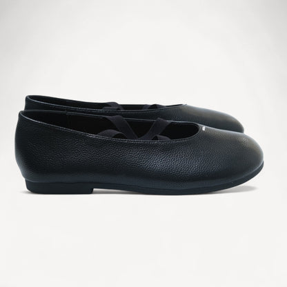 Black Soft Leather Ballet Crisscross Strap Flats - tutufox - shoes