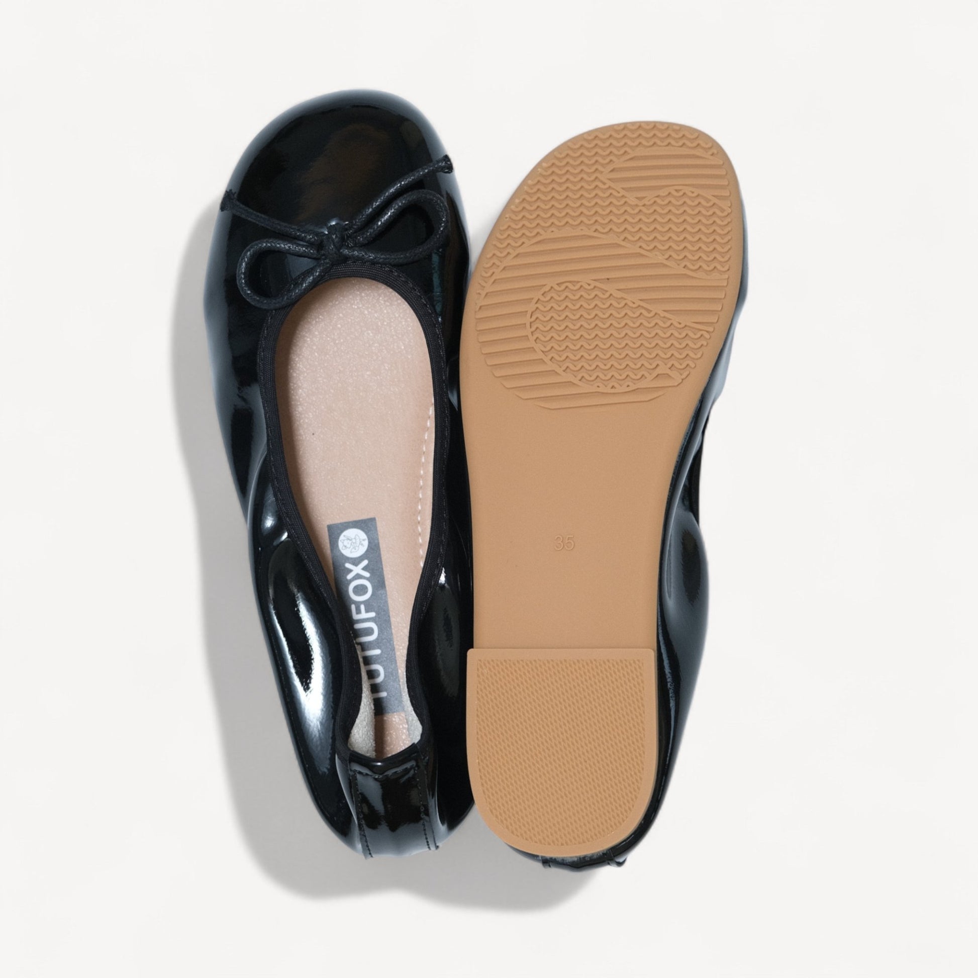 Black Soft Leather Elastic Back Ballet Flats - tutufox - shoes