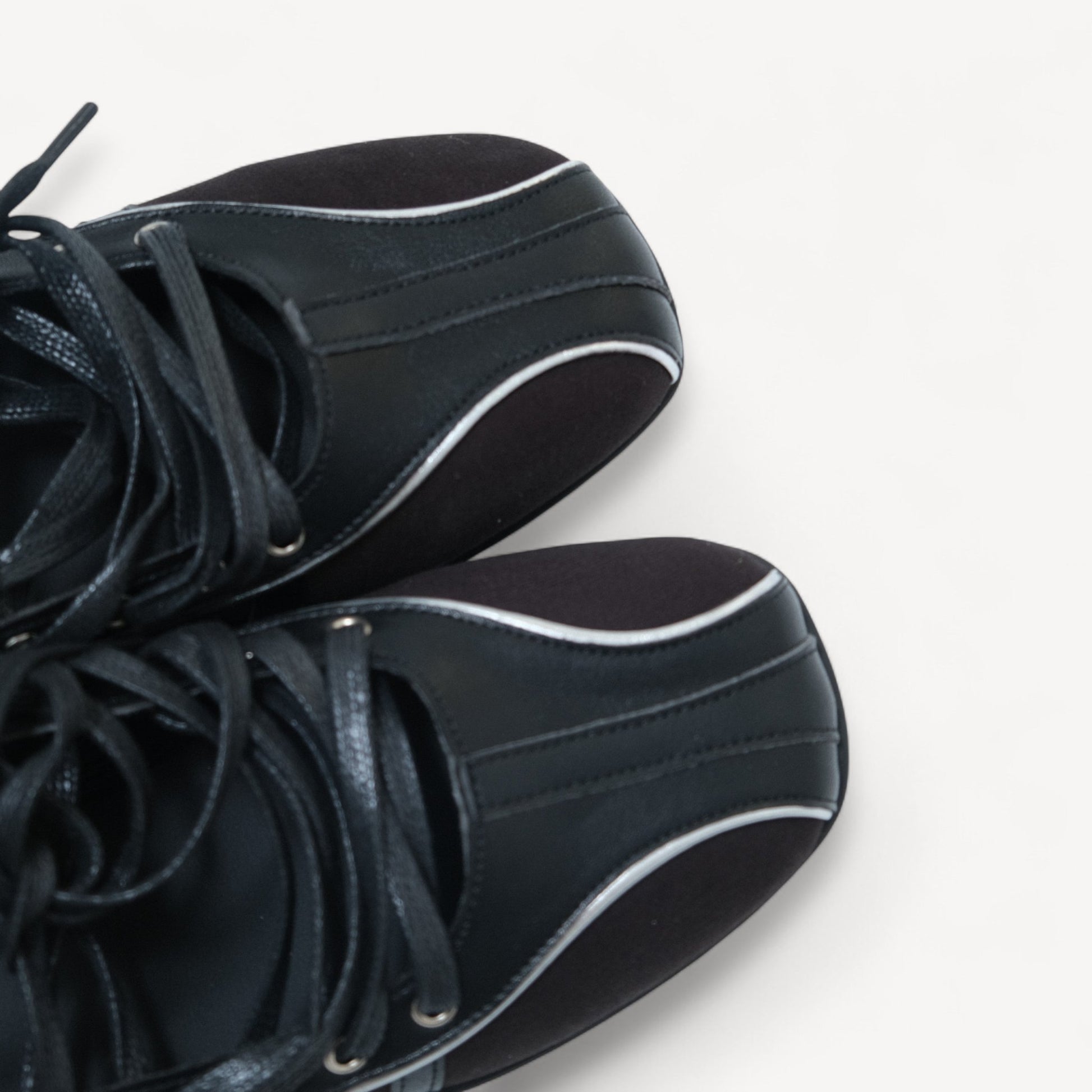 Black Soft Leather Square Toe Balletsneaker Flats - tutufox - shoes