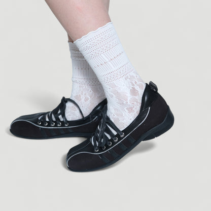 Black Soft Leather Square Toe Balletsneaker Flats - tutufox - shoes