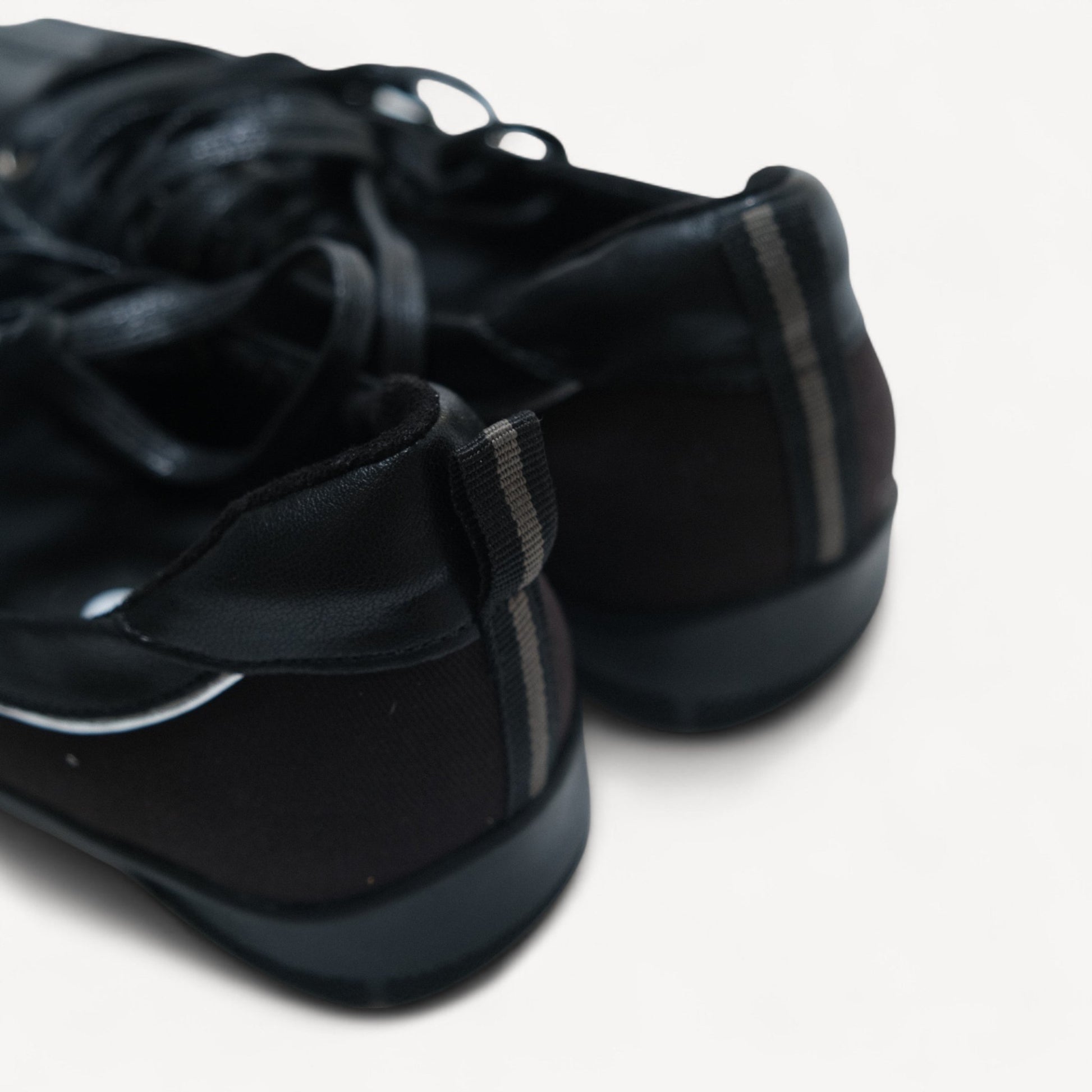 Black Soft Leather Square Toe Balletsneaker Flats - tutufox - shoes