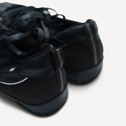 Black Soft Leather Square Toe Balletsneaker Flats - tutufox - shoes