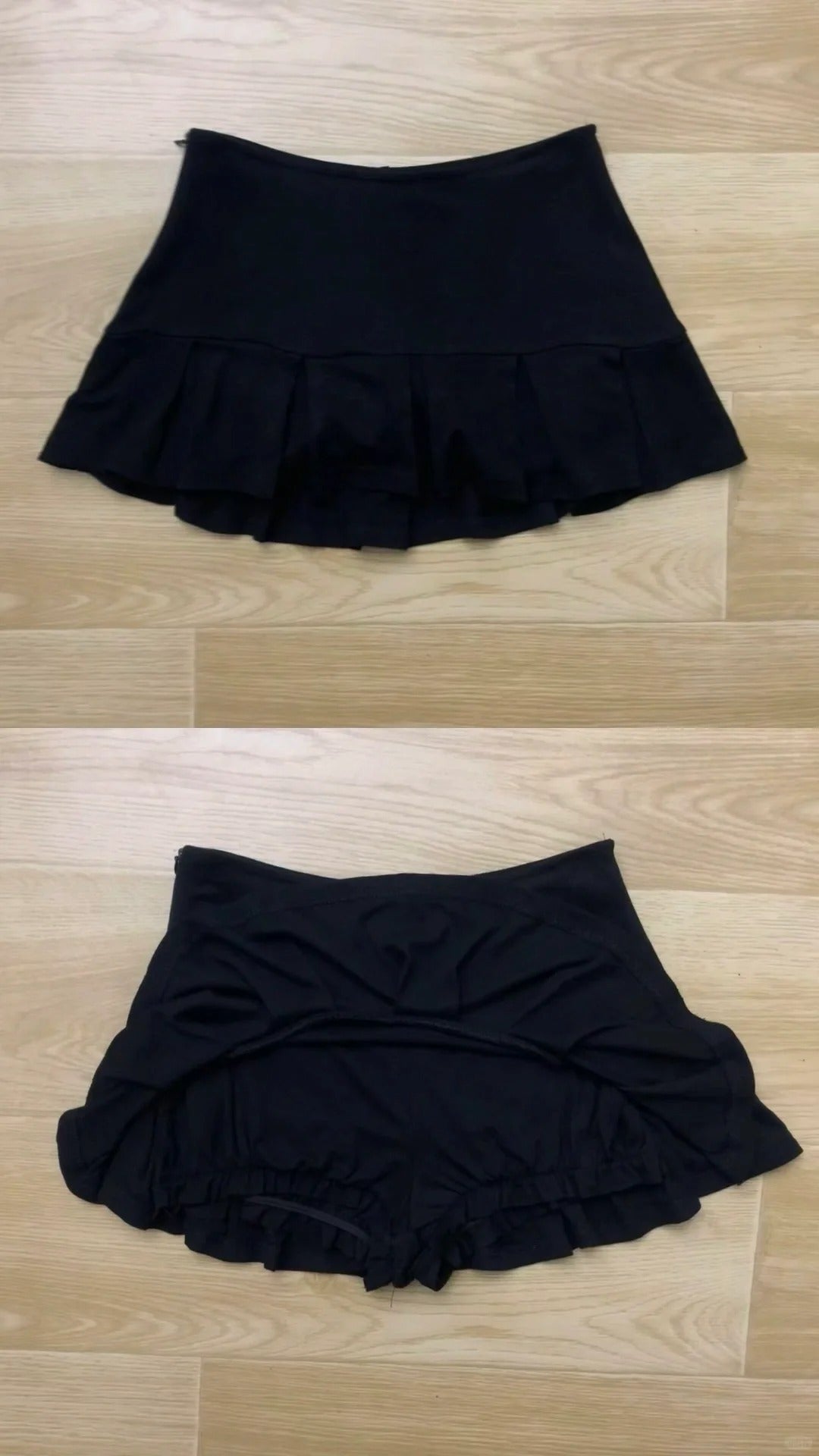 Black V - Neck Long Sleeve And Black Pleated Skirt Y2K Two Pieces Sets - tutufox - 