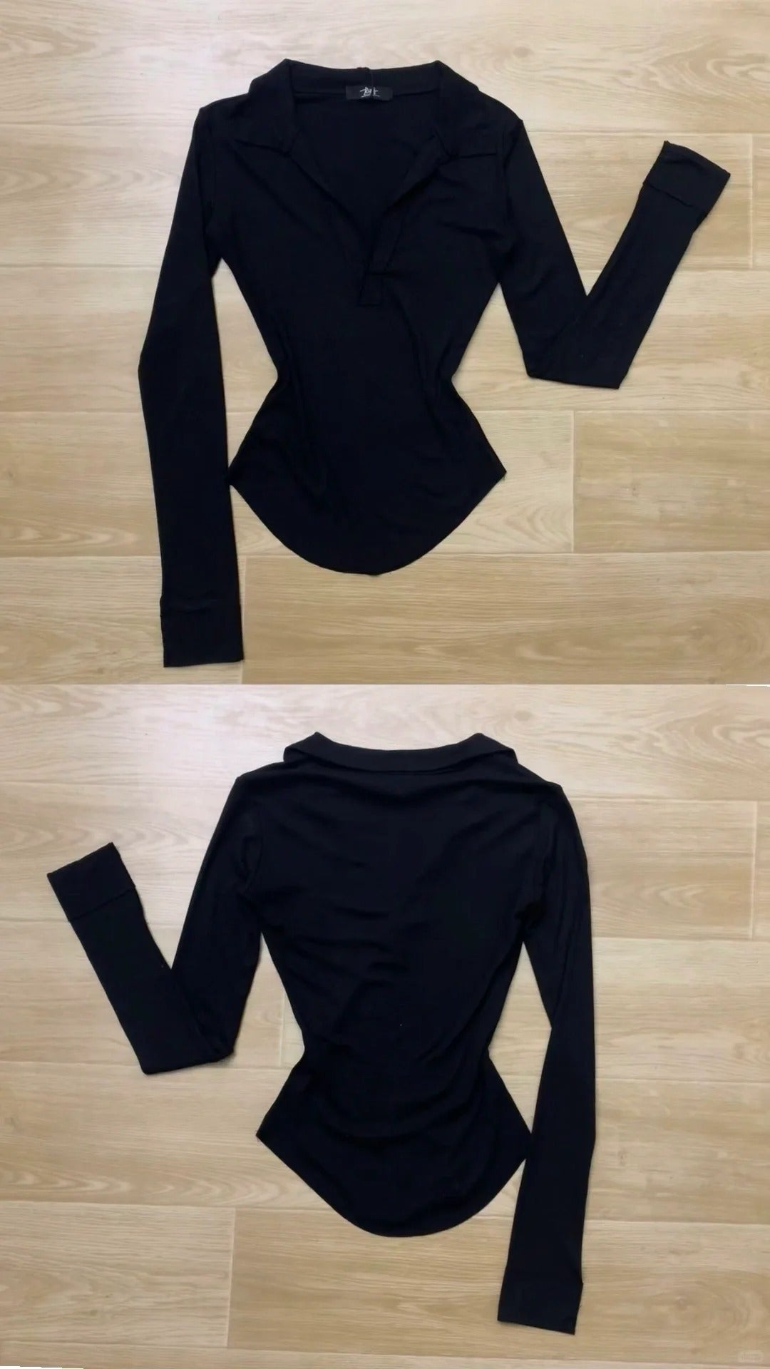 Black V - Neck Long Sleeve And Black Pleated Skirt Y2K Two Pieces Sets - tutufox - 