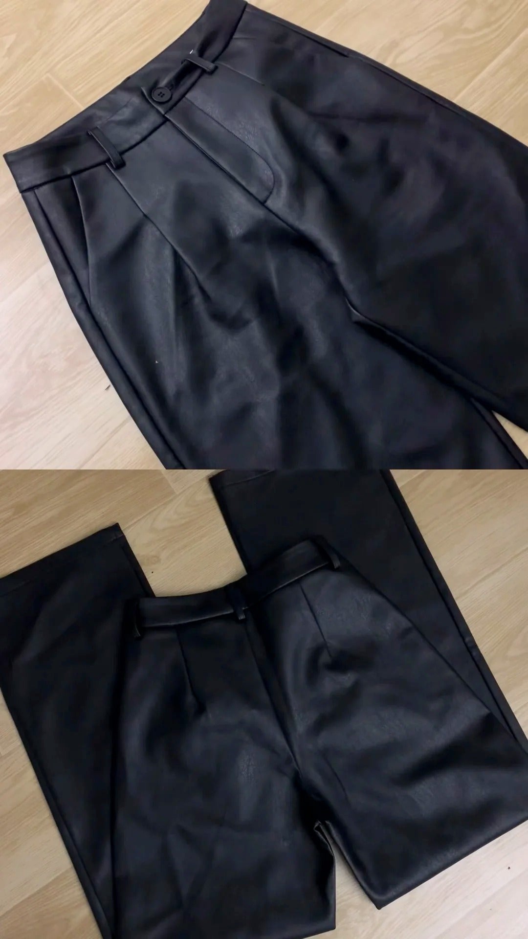 Blue Tie Top with Black Fur Vest and Leather Pants Y2K Outfit - tutufox - 