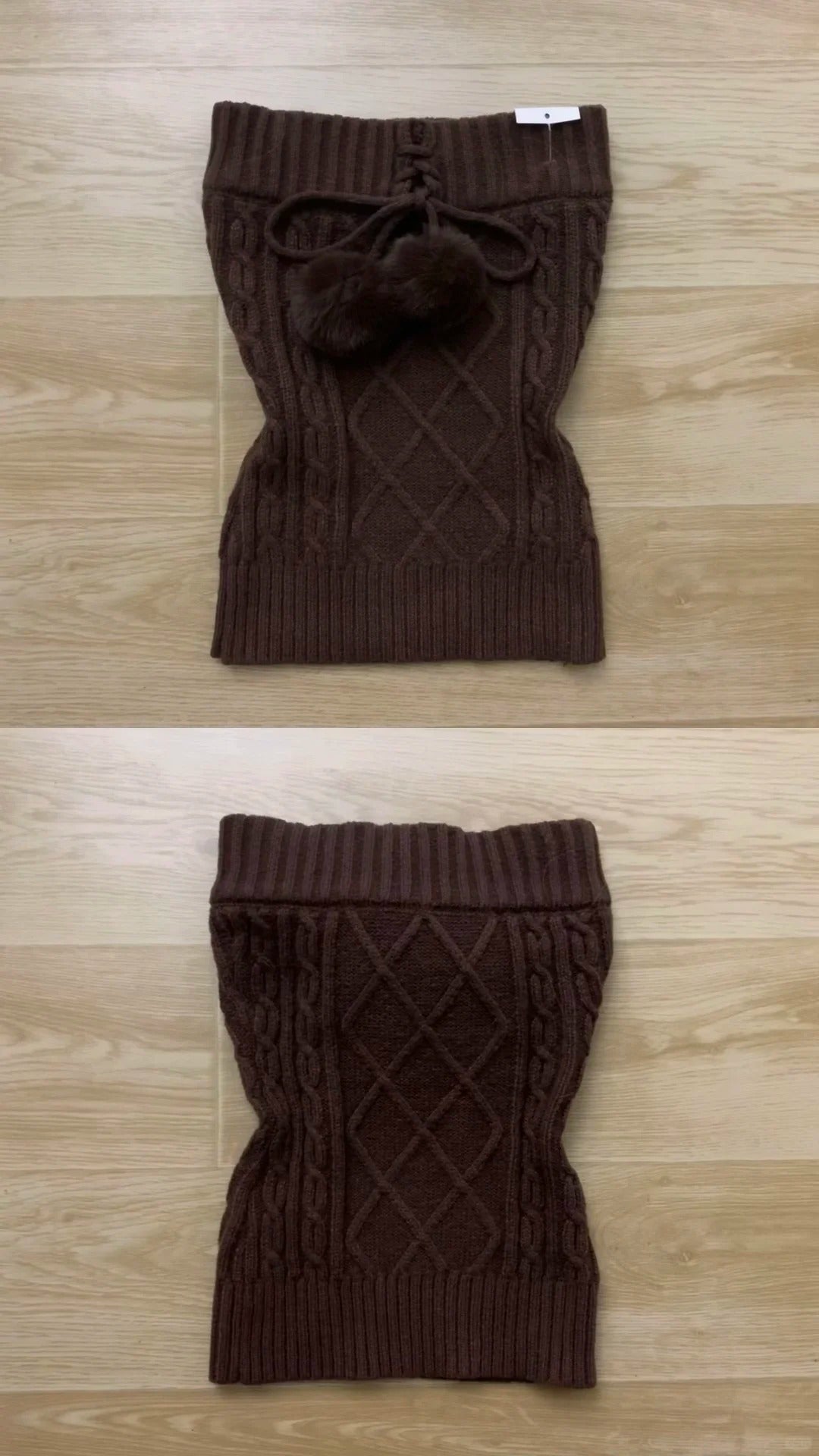 Brown Knit Tube Top and Ruffle Skirt Y2K Outfit - tutufox - 
