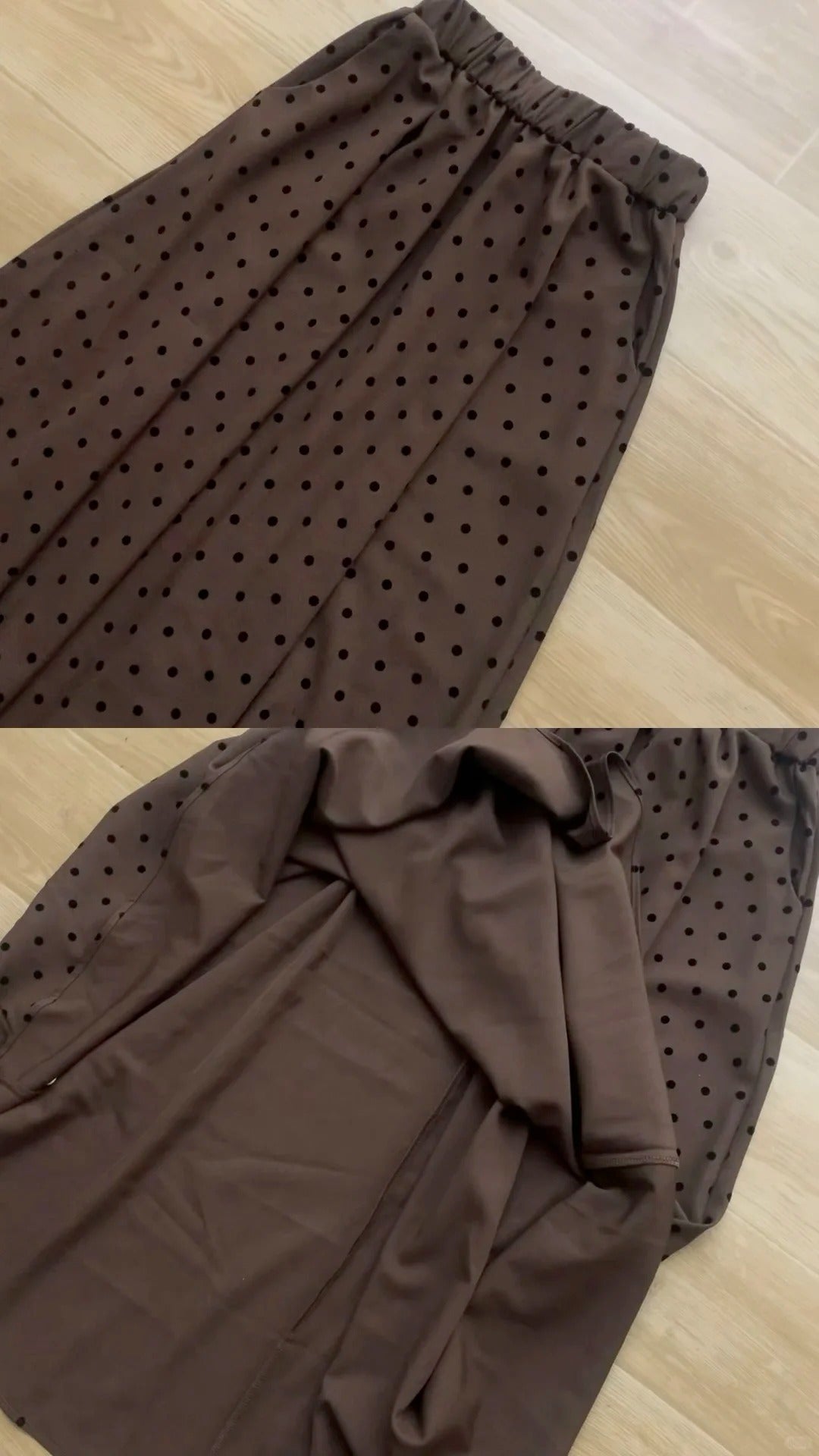 Brown Off - Shoulder Fur Top with Polka Maxi Skirt Y2K Two - Piece - tutufox - 