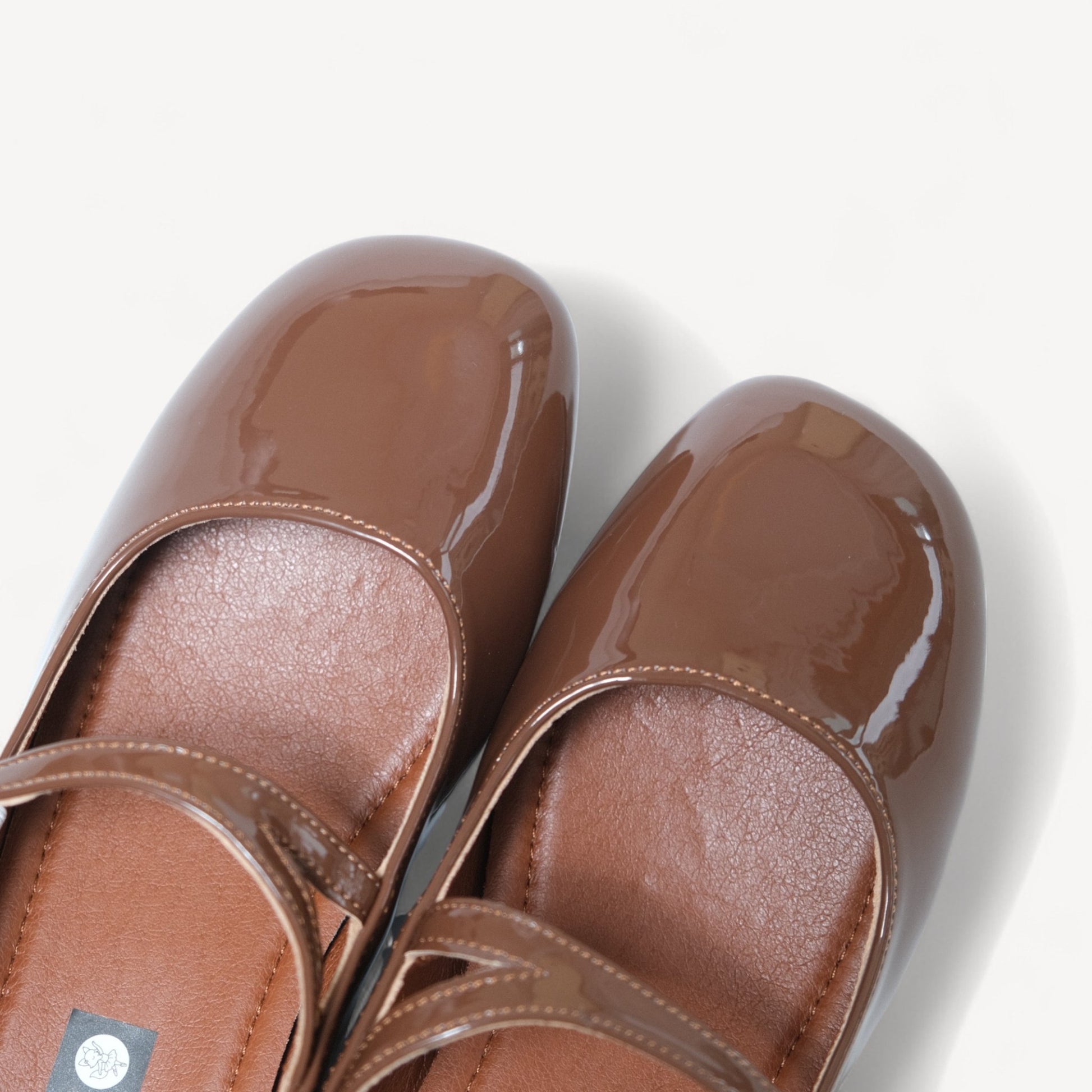 Brown Patent Mary Jane Buckle Strap Flats - tutufox - shoes