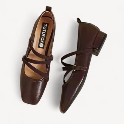 leather mary janes for women brown sole view