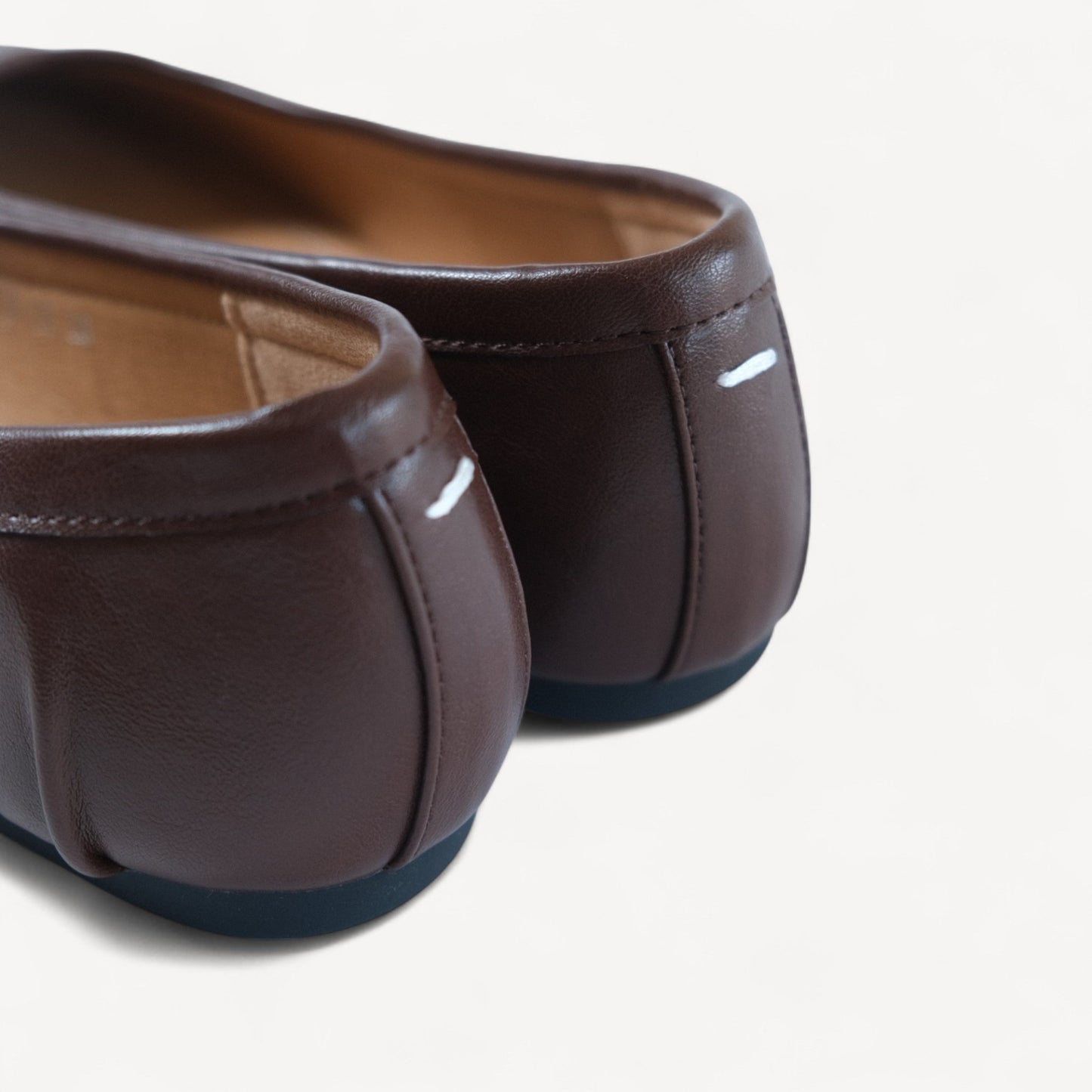 Brown Split Toe Leather Tabi Flats - tutufox - 