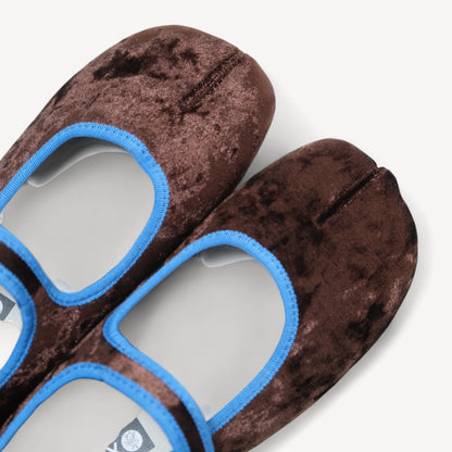 Brown Velvet Split Toe Mary Jane Tabi - tutufox - tabis