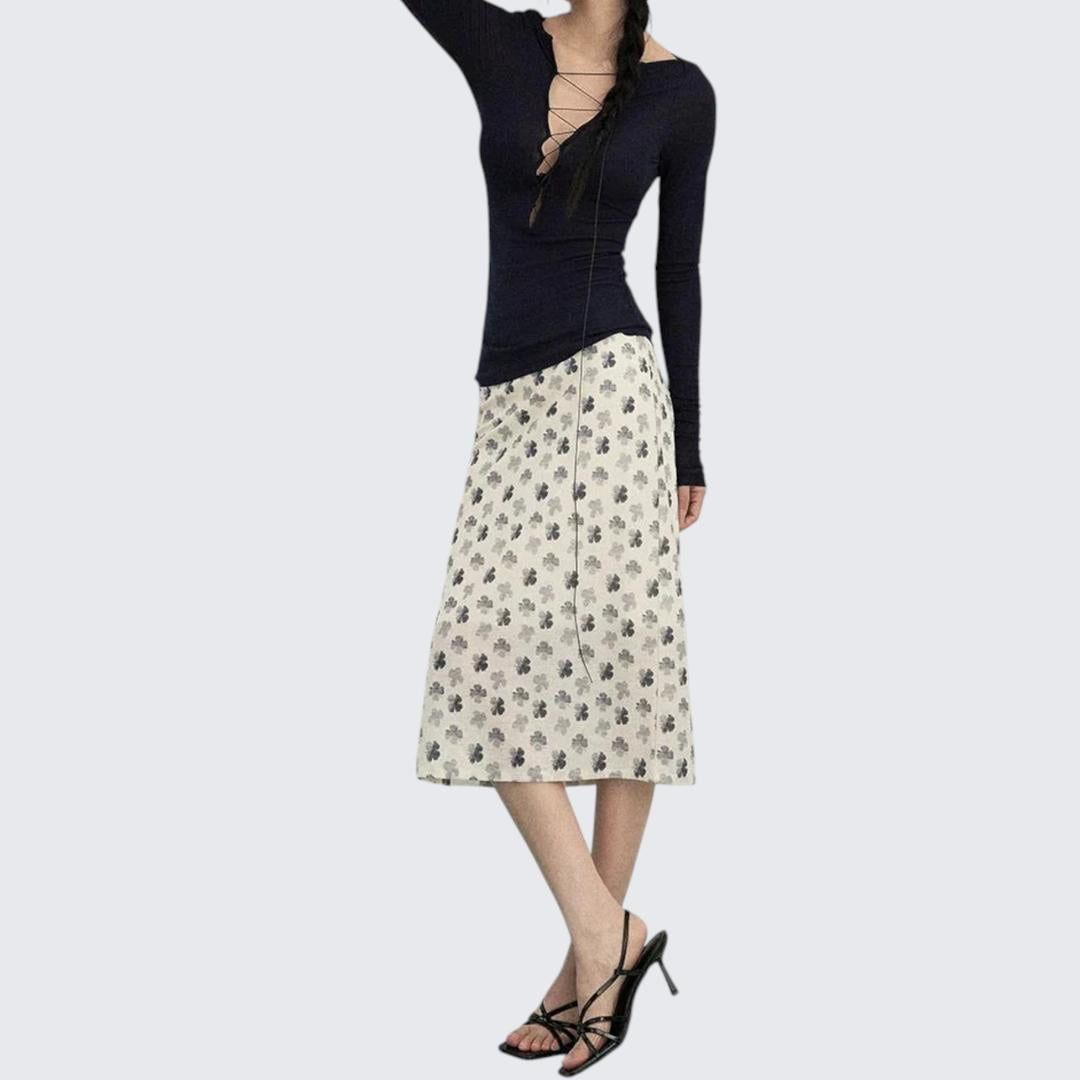 Early Autumn Deep V - Neck Long - Sleeve E - Girl T-Shirt With Slim Fit & Tie Details - tutufox - 