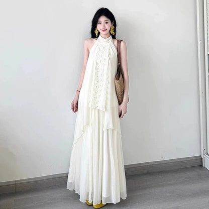 French Soft Vibe Two - Piece Sleeveless Top & Maxi Skirt Set Dress - tutufox - 