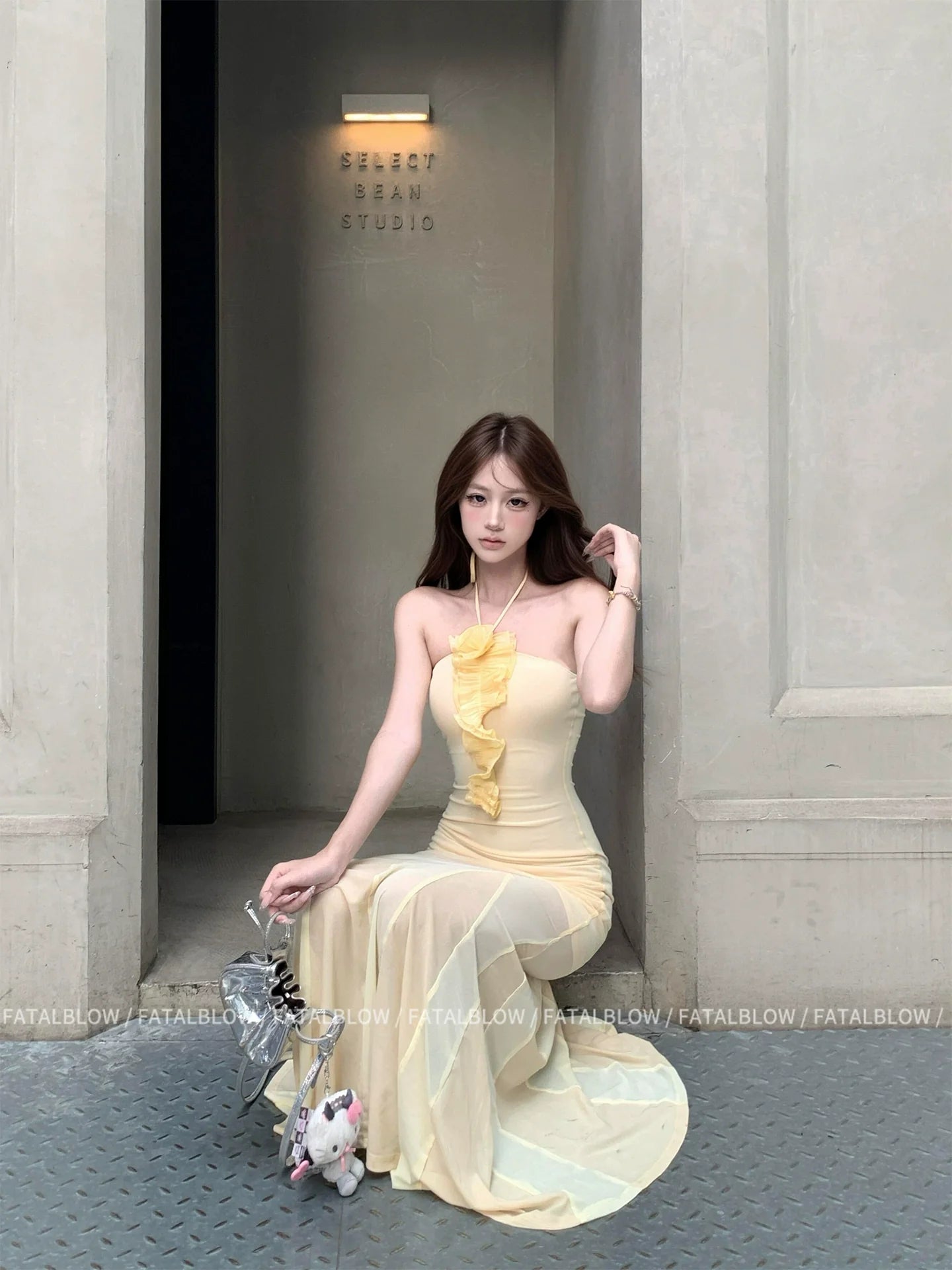 French Yellow Tulle Tube - Top Halter Beach Vacation Mermaid Midi Dress - tutufox - 