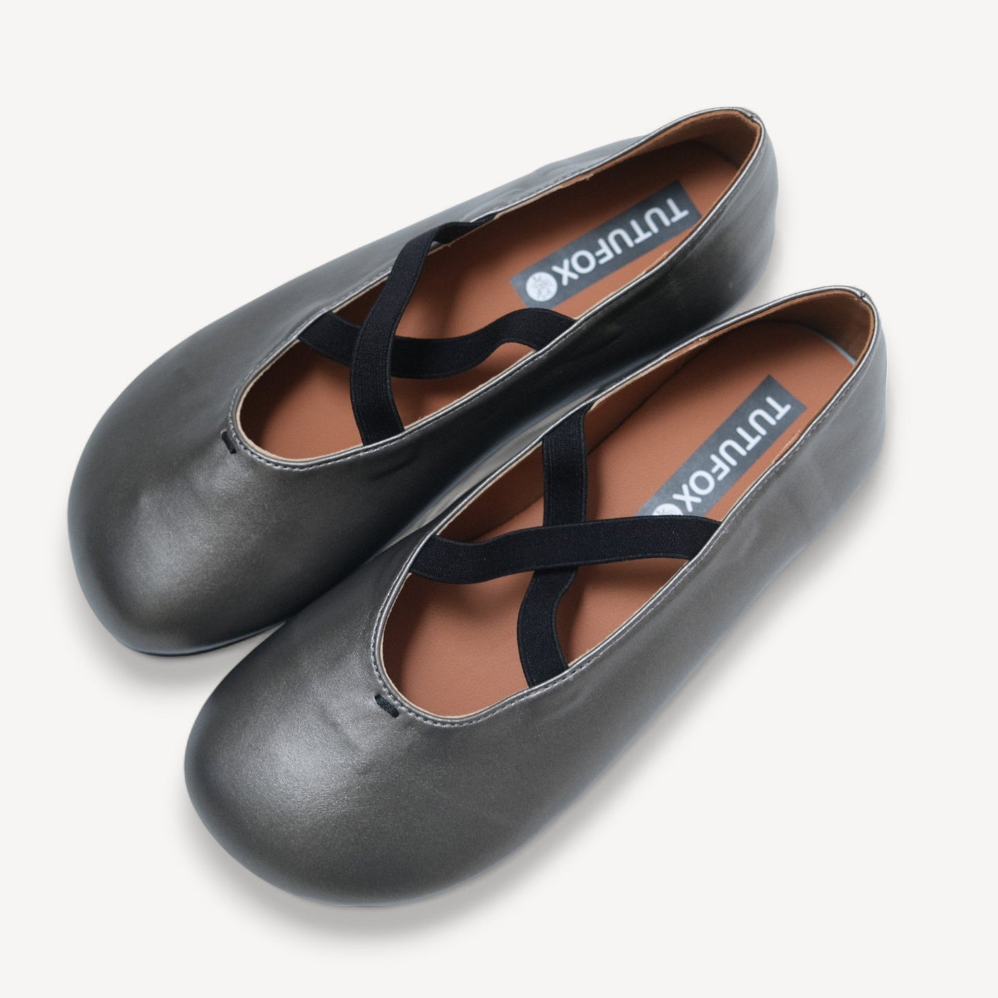 Gunmetal Cross Strap Ballet Flats - tutufox - shoes