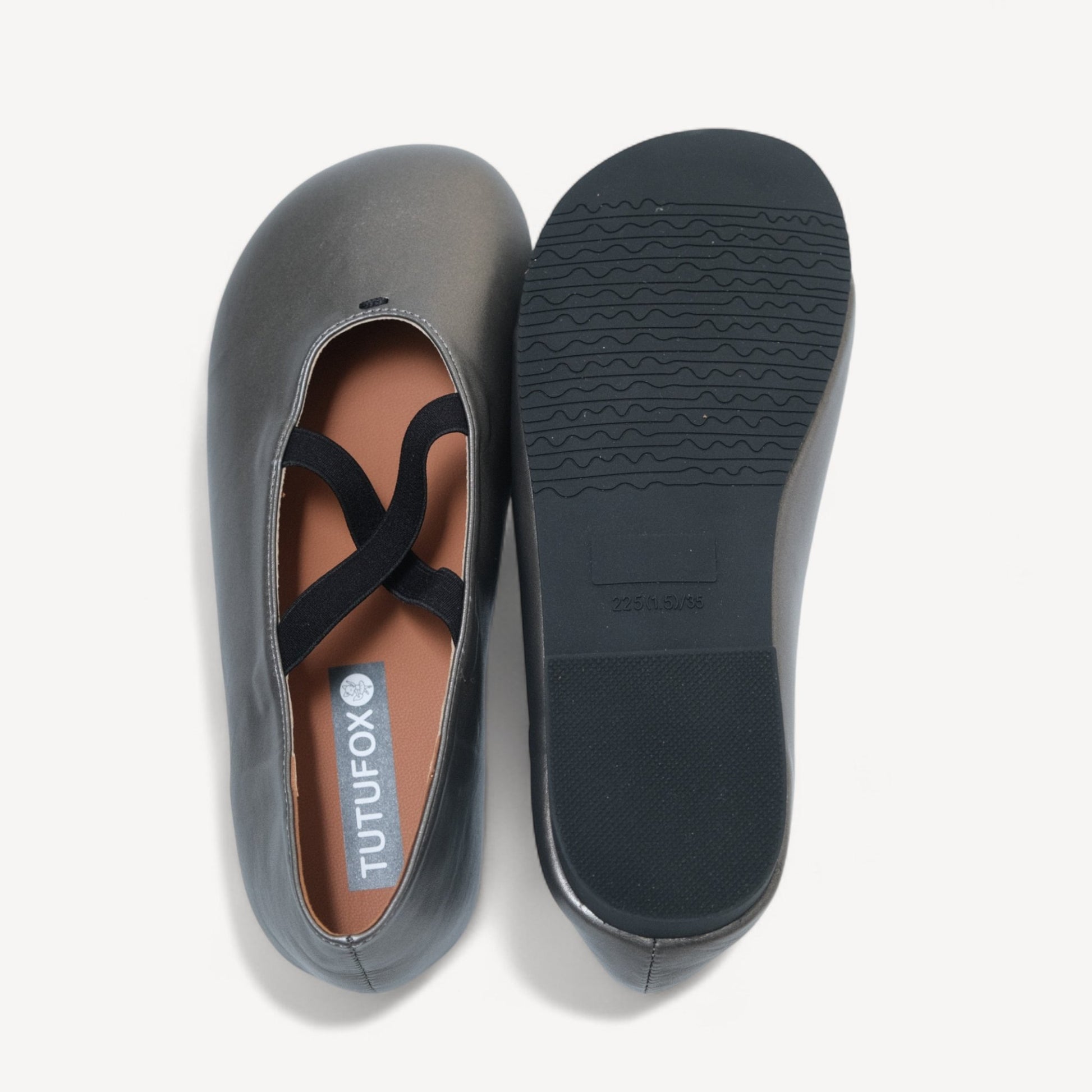 Gunmetal Cross Strap Ballet Flats - tutufox - shoes