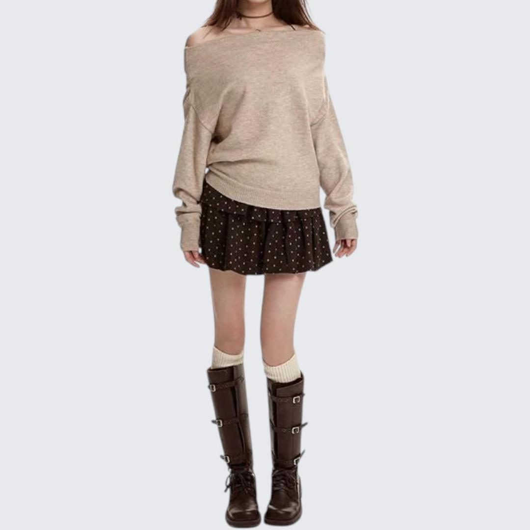 High - End One - Neck Long - Sleeve Sweater For Women - Autumn & Winter - tutufox - 