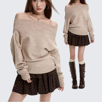 High - End One - Neck Long - Sleeve Sweater For Women - Autumn & Winter - tutufox - 