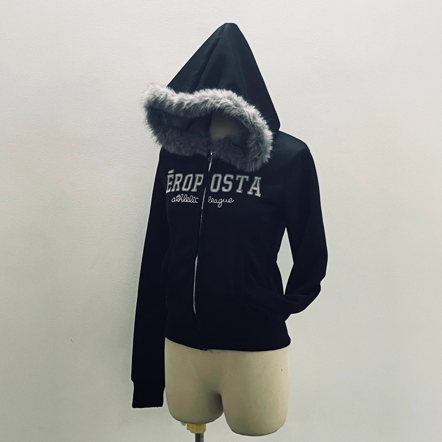 Winter Grey Letter Fur Hoodie Y2K Hoodie