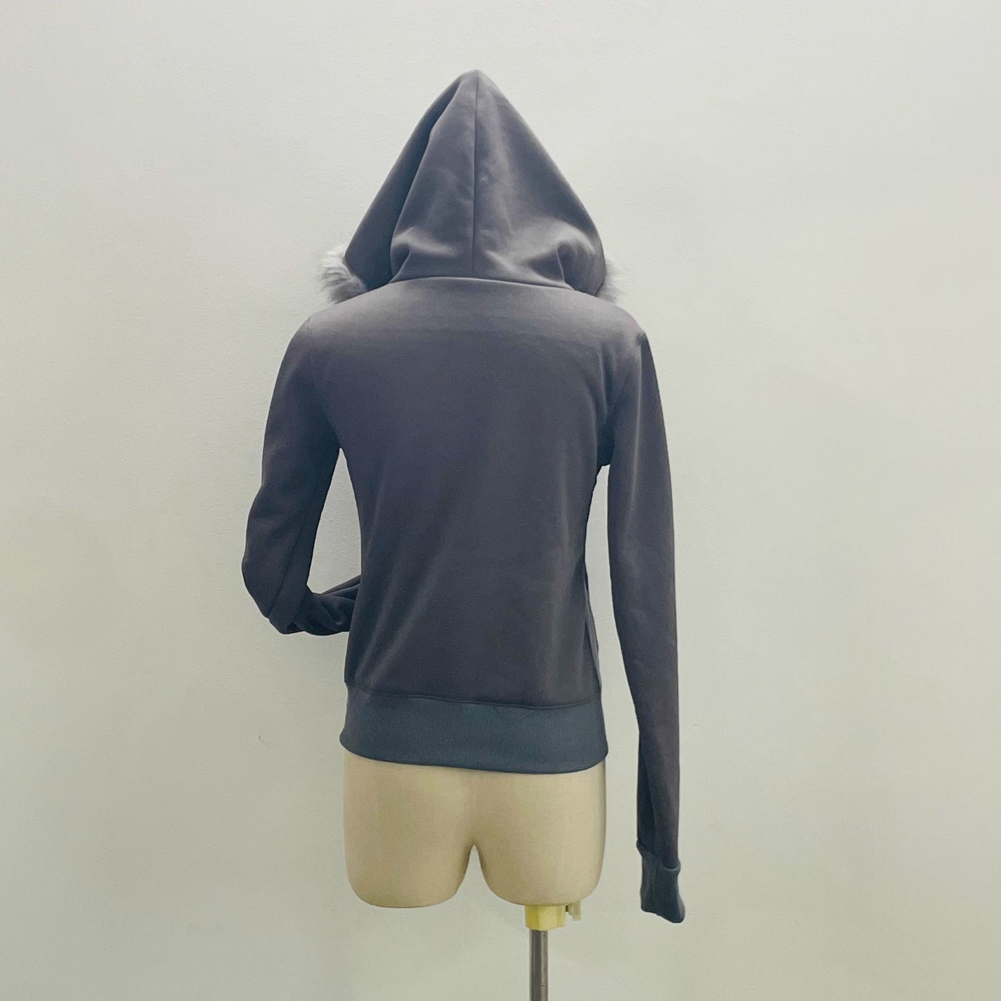 Winter Grey Letter Fur Hoodie Y2K Hoodie