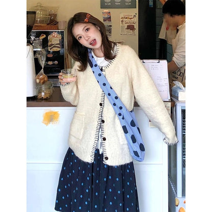 Chunky Hand-Embroidered Knit Cardigan Women