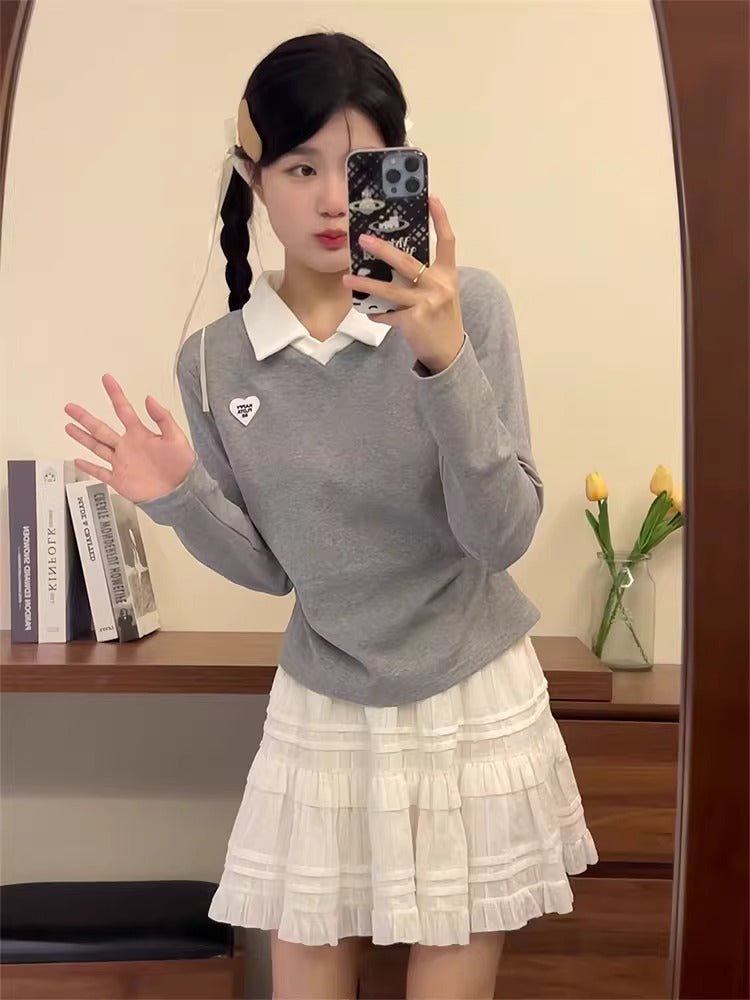 Doll Collar Layered Tee Women