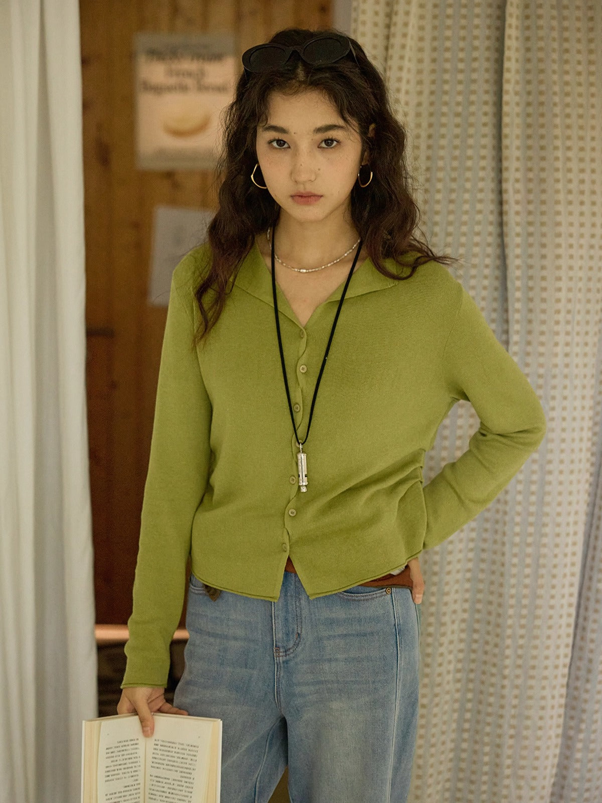 French Retro Collar Knit Cardigan