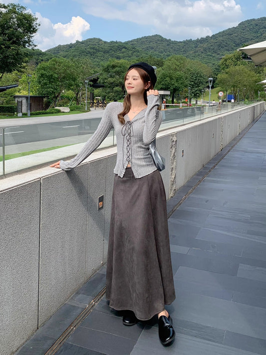 Korean Ruffle Long Sleeve Knit Top