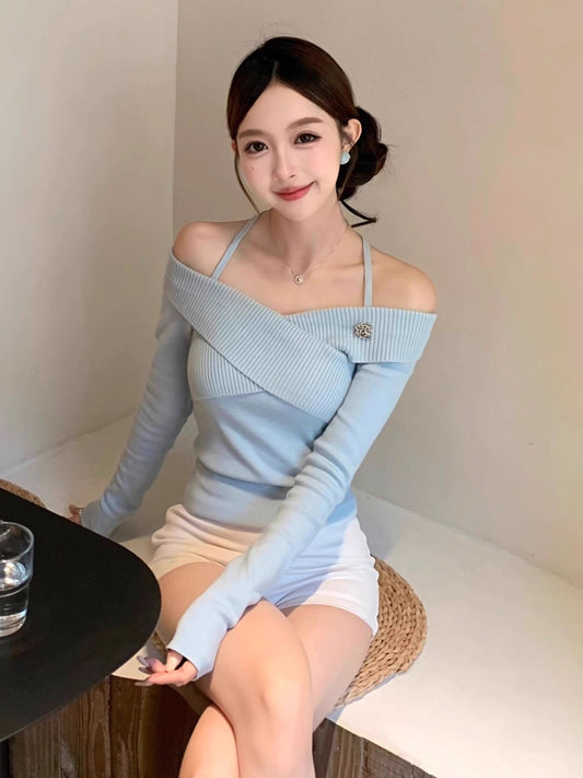 Halter Cutout Knit Sweater Women