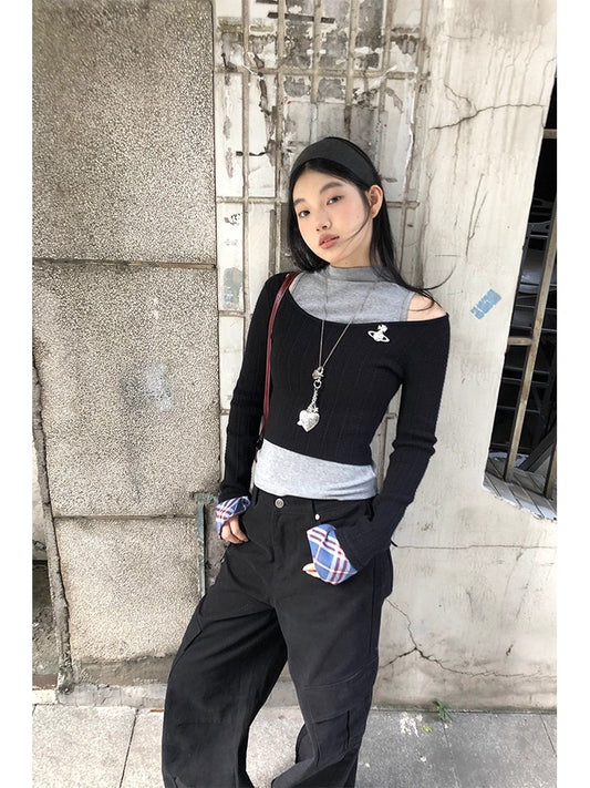 Plaid Knit Two-Piece Top Women