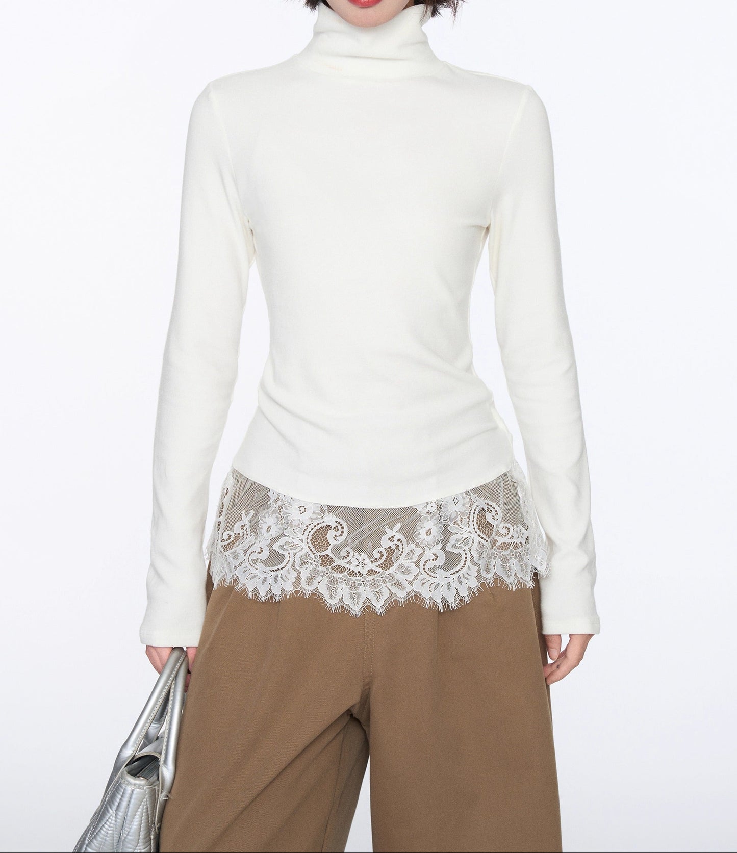 White Lace Long Sleeve Tee Women