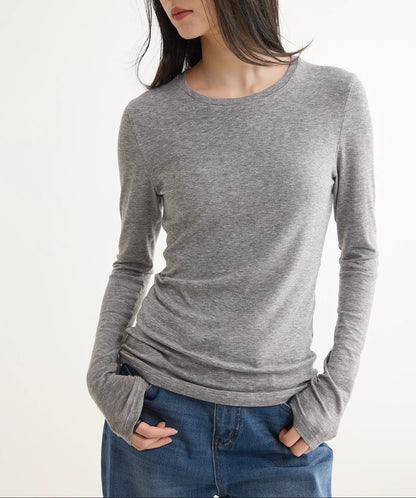Gray Crewneck Knit Sweater Women
