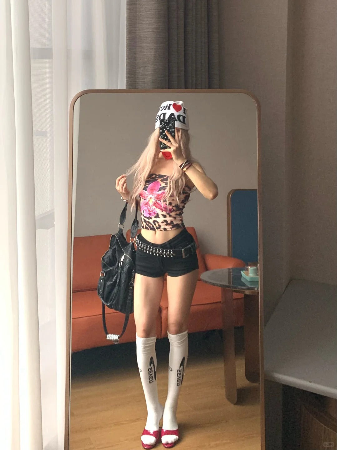 Y2k Floral Strapless Crop Top and Black Shorts Two Pieces Sets