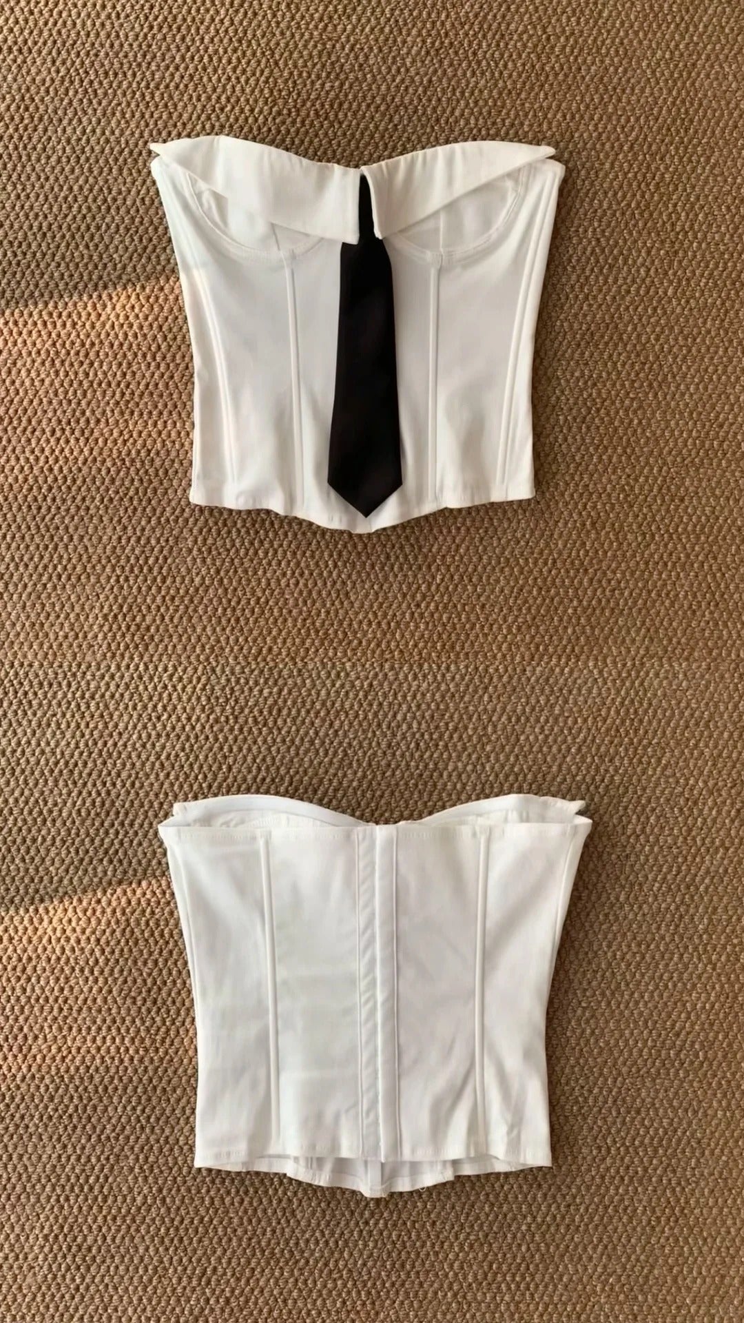 Y2k Strapless Tie Crop Top & Navy Cargo Pants Two Pieces Sets