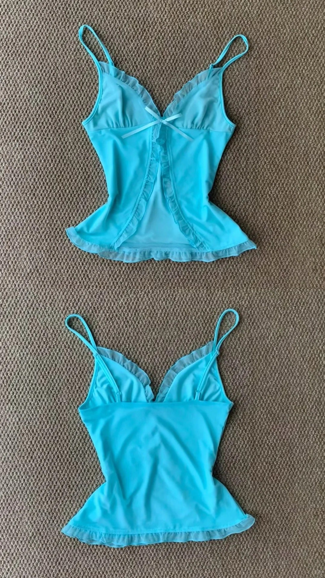 Blue Cami and White Denim Shorts Y2K Two Pieces Sets