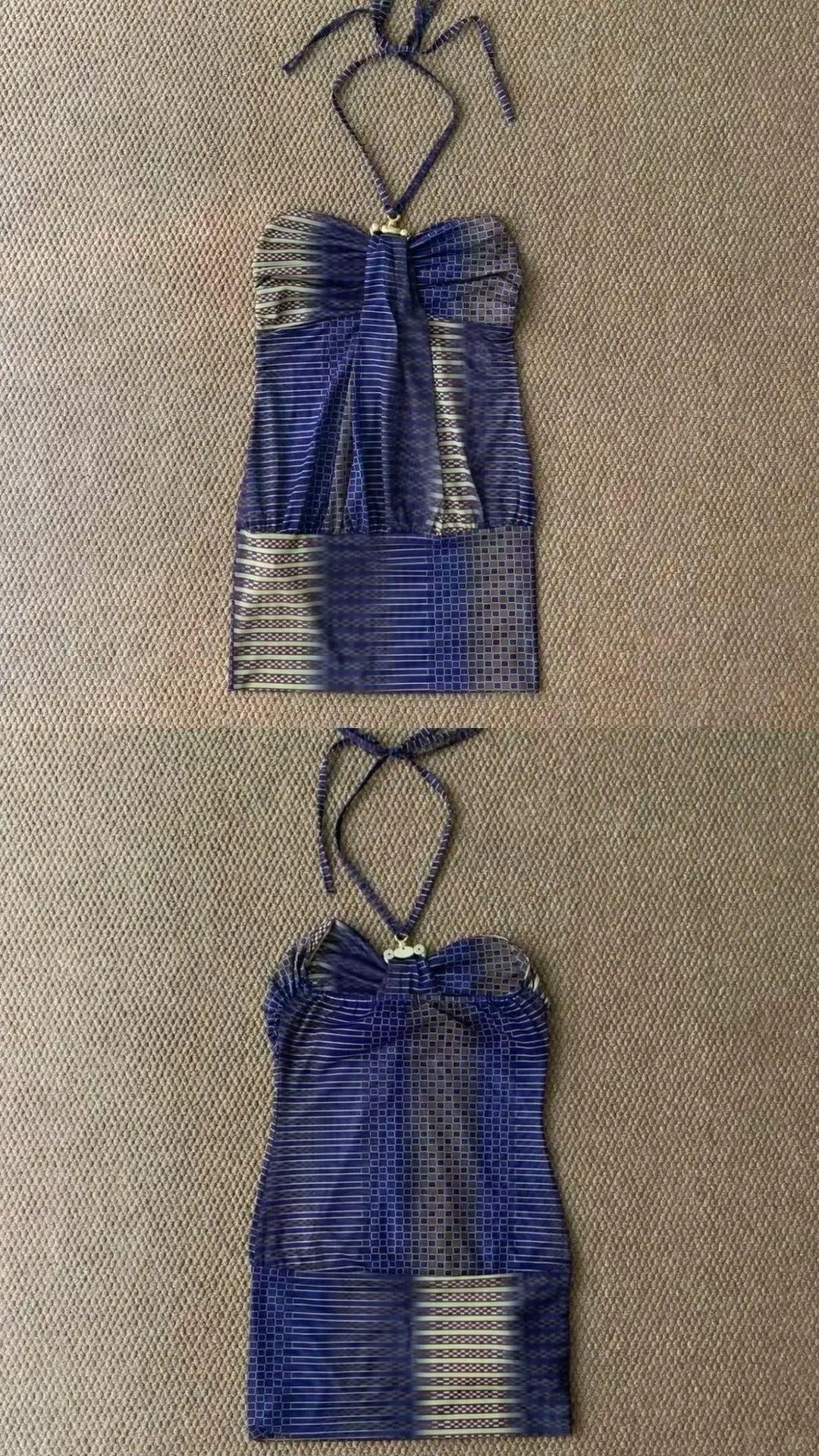 Y2K Mesh Halter Top and Black Denim Shorts Two Pieces Set