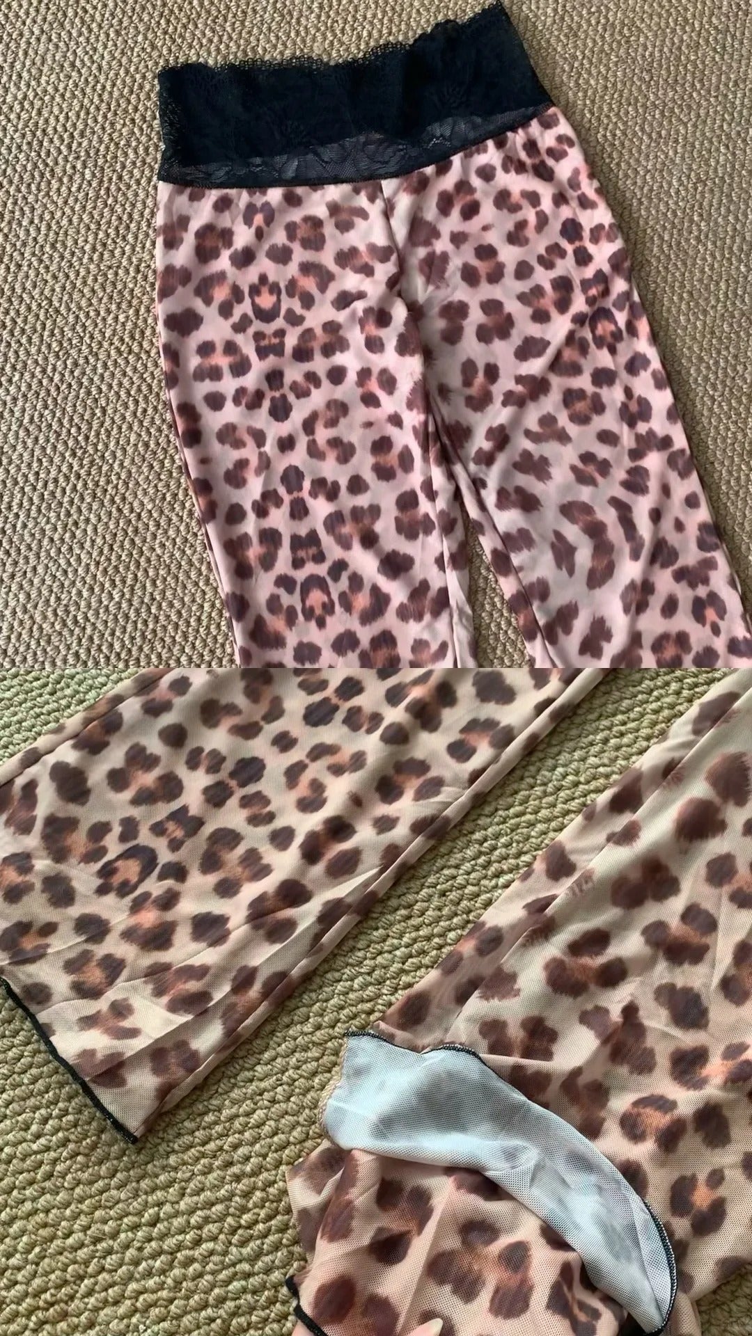 Brown Leopard Cami and Flare Pants Y2K Two Pieces Sets