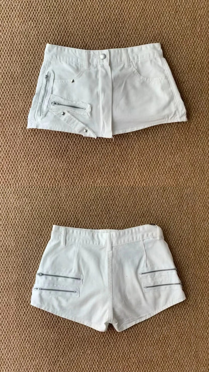 Blue Cami and White Denim Shorts Y2K Two Pieces Sets