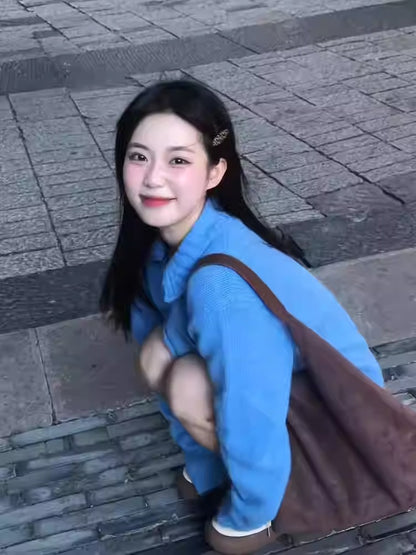 Color Button Knit Cardigan Women