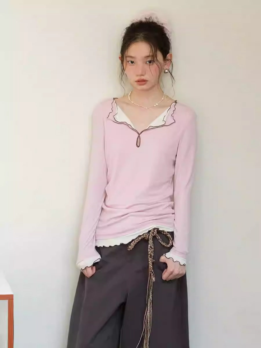 Pink Lace Layered Tee Women