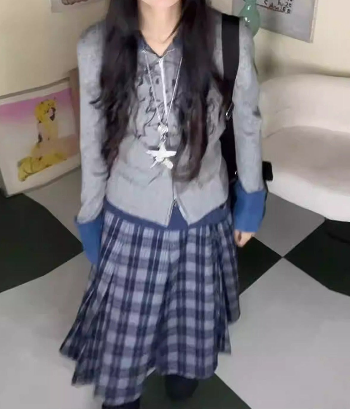 Zip High Neck Knit Top with Fur Collar Women