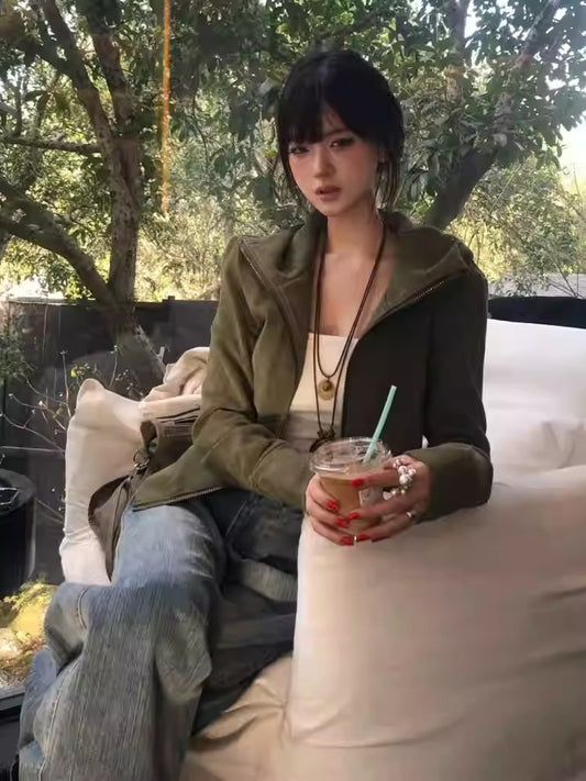 American Edgy Hooded Zip-Up Sweatshirt