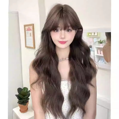 Women Black Daily Style Blogger With Wavy Bangs And Curly Wig