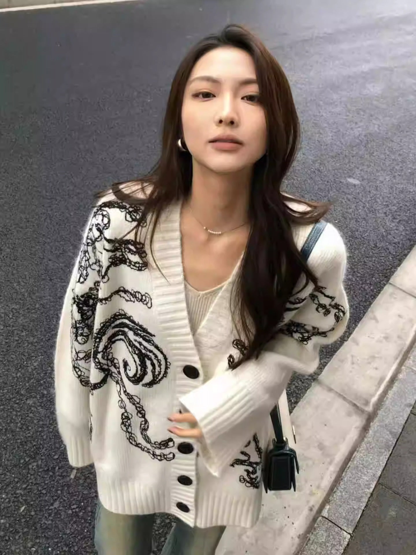 V-Neck Lazy Knit Cardigan