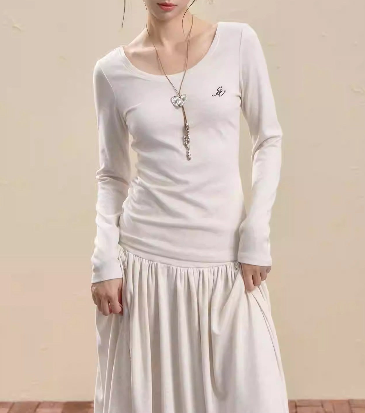 Fitted Retro Long Sleeve Tee Women