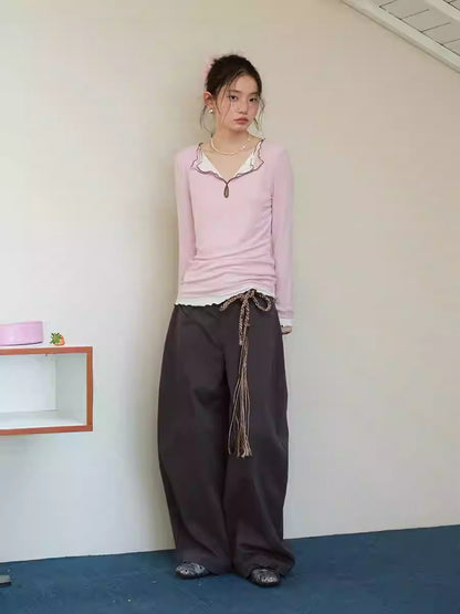 Pink Lace Layered Tee Women