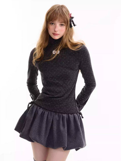 Polka Dot Turtleneck Tee Women